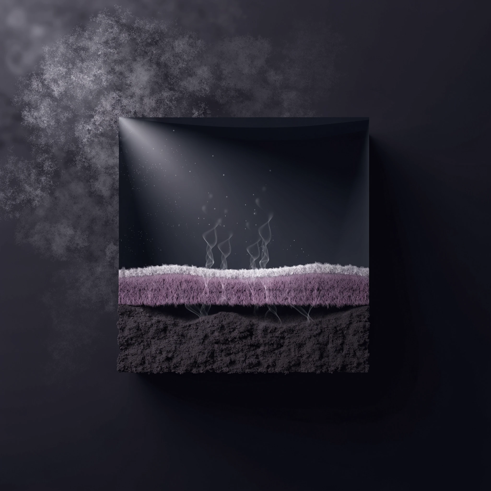 Cross-section of a microbial mat at dawn; light reaches the surface before oxygen begins to rise from it.